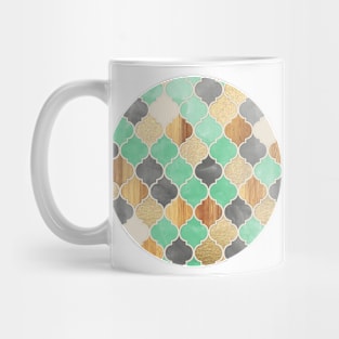 Charcoal, Mint, Wood & Gold Moroccan Pattern Mug